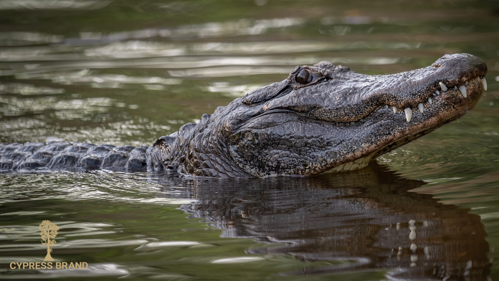 Alligator peaking head out of water